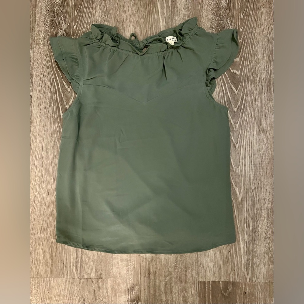 Blouse with Flutter Sleeves - Green